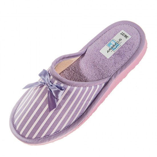 Amaryllis  Slippers Γυναικεία παντόφλα λιλά ριγέ Βαμβακερή 