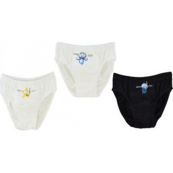 AMORE 3-PACK ΑΓΟΡΙΣΤΙΚΟ ΣΛΙΠ ΒΑΜΒΑΚΕΡΟ ΜΕ ΕΣΩΤΕΡΙΚΟ ΛΑΣΤΙΧΟ ΚΑΙ ΣΧΕΔΙΟ ΘΕΜΑ ΘΑΛΑΣΣΑ