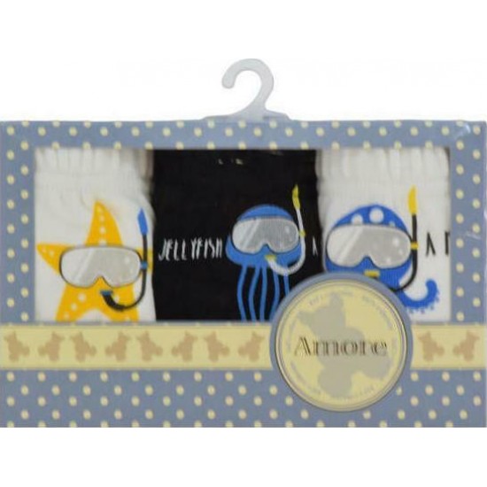 AMORE 3-PACK ΑΓΟΡΙΣΤΙΚΟ ΣΛΙΠ ΒΑΜΒΑΚΕΡΟ ΜΕ ΕΣΩΤΕΡΙΚΟ ΛΑΣΤΙΧΟ ΚΑΙ ΣΧΕΔΙΟ ΘΕΜΑ ΘΑΛΑΣΣΑ