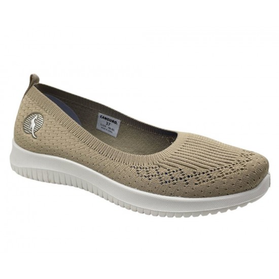 Canguro Γυναικείες Μπαλαρίνες  Slip-On Πάνινα Μπεζ