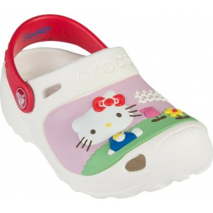 Crocs Παιδικά Σαμπό Θαλάσσης για Κορίτσι Hello Kitty Custom Λευκά