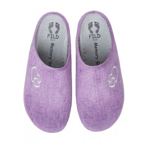 FILD Γυναικείες Χειμερινές παντόφλες με δερμάτινο ανατομικό πατάκι ALTEA-09 Λιλά