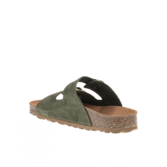 Flivver Γυναικεία Δερμάτινα Ανατομικά Σανδάλια  Χακί