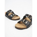 Flivver Γυναικεία Δερμάτινα Ανατομικά Σανδάλια  Μαύρα