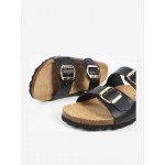 Flivver Γυναικεία Δερμάτινα Ανατομικά Σανδάλια  Μαύρα