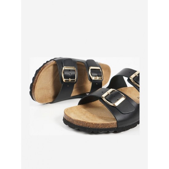 Flivver Γυναικεία Δερμάτινα Ανατομικά Σανδάλια  Μαύρα