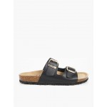 Flivver Γυναικεία Δερμάτινα Ανατομικά Σανδάλια  Μαύρα