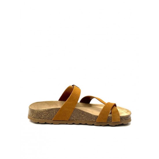 Flivver Γυναικεία Δερμάτινα Ανατομικά Σανδάλια  Κανέλα