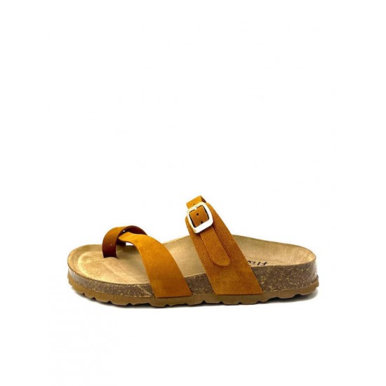 Flivver Γυναικεία Δερμάτινα Ανατομικά Σανδάλια  Κανέλα