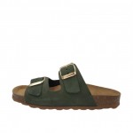 Flivver Γυναικεία Δερμάτινα Ανατομικά Σανδάλια  Χακί