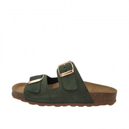 Flivver Γυναικεία Δερμάτινα Ανατομικά Σανδάλια  Χακί