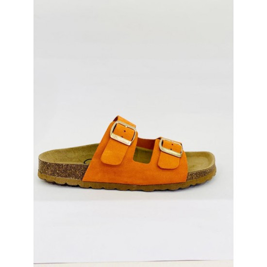 Flivver Γυναικεία Δερμάτινα Ανατομικά Σανδάλια  Κανέλα