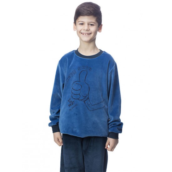 Galaxy Παιδική Χειμερινή Βαμβακερή Πυτζάμα "Okay Guys" Για Αγόρια (1-7ετών) 108-22 Μπλε Ραφ