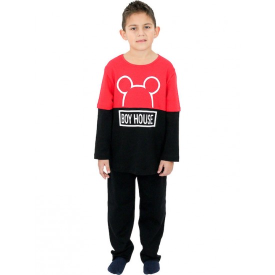 Galaxy Παιδική Χειμερινή Βαμβακερή Πυτζάμα Για Αγόρια (1-7ετών) 105-21 Κόκκινη 