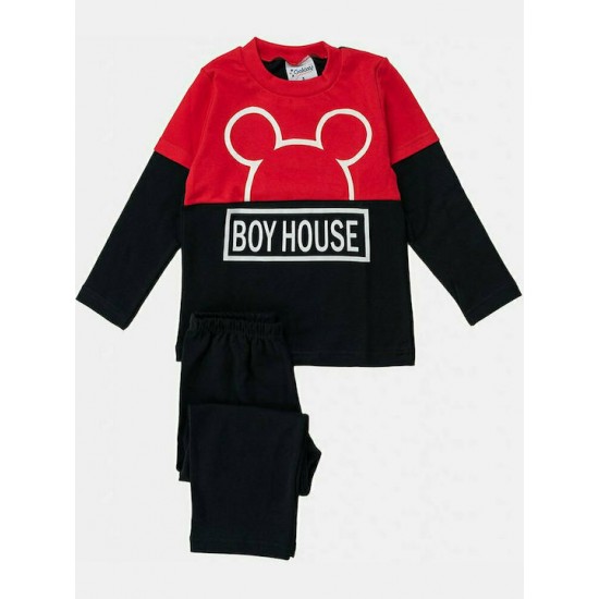 Galaxy Παιδική Χειμερινή Βαμβακερή Πυτζάμα Για Αγόρια (1-7ετών) 105-21 Κόκκινη 