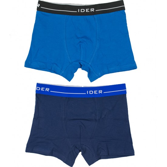 IDER 2-PACK ΑΓΟΡΙΣΤΙΚΟ BOXER ΒΑΜΒΑΚΕΡΟ ΜΕ ΕΞΩΤΕΡΙΚΟ ΛΑΣΤΙΧΟ - BLUE/DENIM