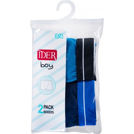 IDER 2-PACK ΑΓΟΡΙΣΤΙΚΟ BOXER ΒΑΜΒΑΚΕΡΟ ΜΕ ΕΞΩΤΕΡΙΚΟ ΛΑΣΤΙΧΟ - BLUE/DENIM