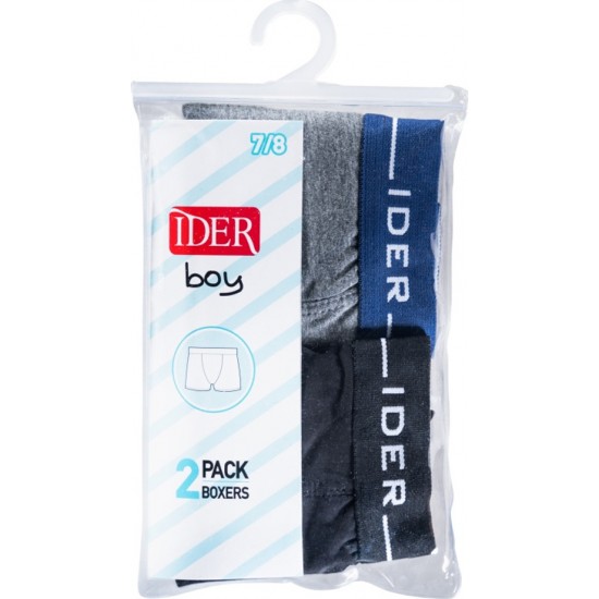IDER 2-PACK ΑΓΟΡΙΣΤΙΚΟ BOXER ΒΑΜΒΑΚΕΡΟ ΜΕ ΕΞΩΤΕΡΙΚΟ ΛΑΣΤΙΧΟ - ΜΑΥΡΟ/ΑΝΘΡΑΚΙ