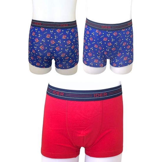 IDER 2-PACK ΑΓΟΡΙΣΤΙΚΟ BOXER ΒΑΜΒΑΚΕΡΟ ΜΕ ΕΞΩΤΕΡΙΚΟ ΛΑΣΤΙΧΟ ΚΑΙ ΣΧΕΔΙΟ ΒΡΕΤΑΝΙΚΑ ΛΕΩΦΟΡΕΙΑ ΚΑΙ ΜΟΝΟΧΡΩΜΟ 