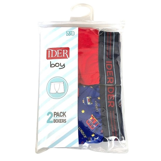 IDER 2-PACK ΑΓΟΡΙΣΤΙΚΟ BOXER ΒΑΜΒΑΚΕΡΟ ΜΕ ΕΞΩΤΕΡΙΚΟ ΛΑΣΤΙΧΟ ΚΑΙ ΣΧΕΔΙΟ ΒΡΕΤΑΝΙΚΑ ΛΕΩΦΟΡΕΙΑ ΚΑΙ ΜΟΝΟΧΡΩΜΟ 
