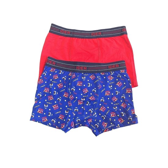IDER 2-PACK ΑΓΟΡΙΣΤΙΚΟ BOXER ΒΑΜΒΑΚΕΡΟ ΜΕ ΕΞΩΤΕΡΙΚΟ ΛΑΣΤΙΧΟ ΚΑΙ ΣΧΕΔΙΟ ΒΡΕΤΑΝΙΚΑ ΛΕΩΦΟΡΕΙΑ ΚΑΙ ΜΟΝΟΧΡΩΜΟ 
