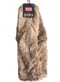 IDER SOCKS_Γυναικείες κάλτσες από συνθετική γούνα_25111-221_Γκρι_πούρο_μπορντό_λεοπάρ