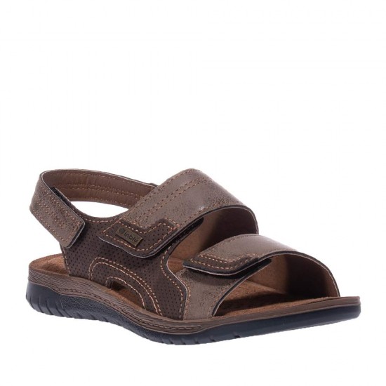 Inblu_δερμάτινα ανατομικά ανδρικά πέδιλα_ID19TL01_Dark brown_Anthracite grey