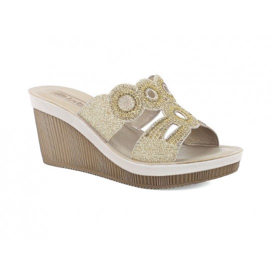 Inblu-καλοκαιρινές γυναικείες ανατομικές πλατφόρμες_στυλ παντόφλες_AST00511_Χρυσό