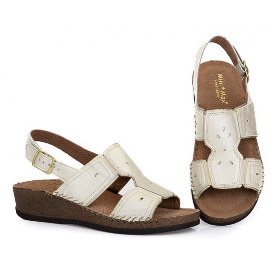 Mini Max Δερμάτινα Ανατομικά Πέδιλα 15020-CHAMPAGNE