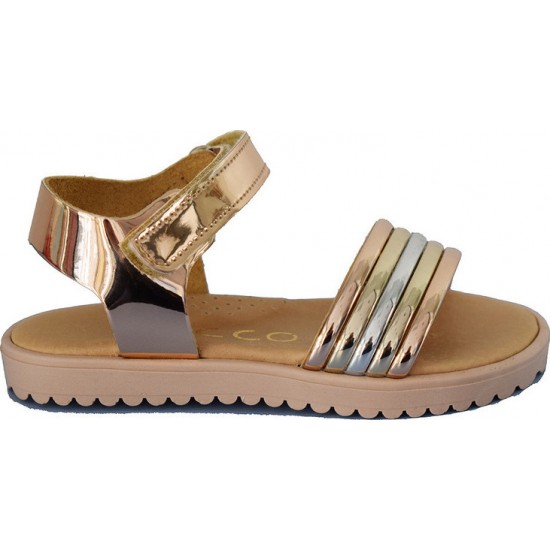 Ricco Δερμάτινα πέδιλα ανατομικά  A3090N1 Χαλκός