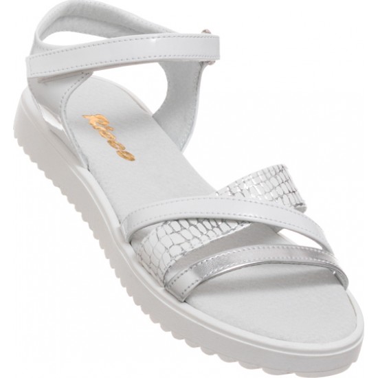 Ricco δερμάτινo ανατομικό παιδικό πέδιλο λευκό 3018