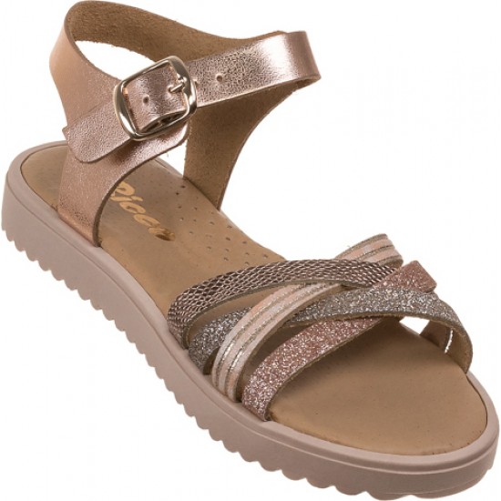 Ricco δερμάτινo ανατομικό παιδικό πέδιλο χαλκός 3020