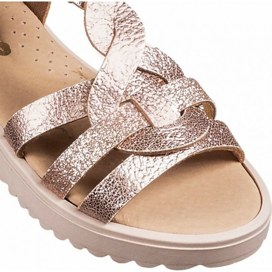 Ricco Πέδιλα 3051 Δερμάτινα, Ανατομικά Ροζ Χρυσό