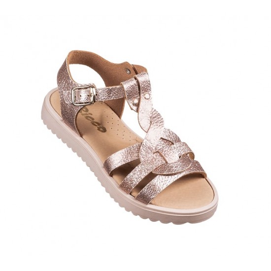 Ricco Πέδιλα 3051 Δερμάτινα, Ανατομικά Ροζ Χρυσό