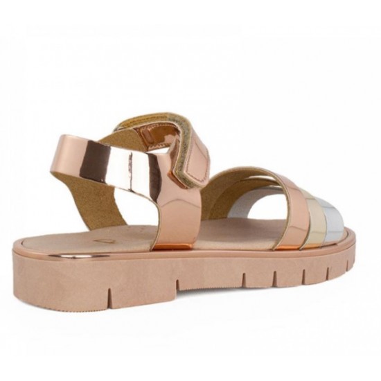 Ricco Δερμάτινο Ανατομικό Πέδιλο A 3063 S1 Χαλκός Ασημί