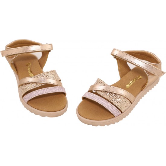 Ricco Δερμάτινο Ανατομικό Πέδιλο Χαλκός Glitter