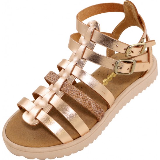 Ricco Δερμάτινo Ανατομικό Παιδικό Πέδιλο Χαλκός Μονομάχος