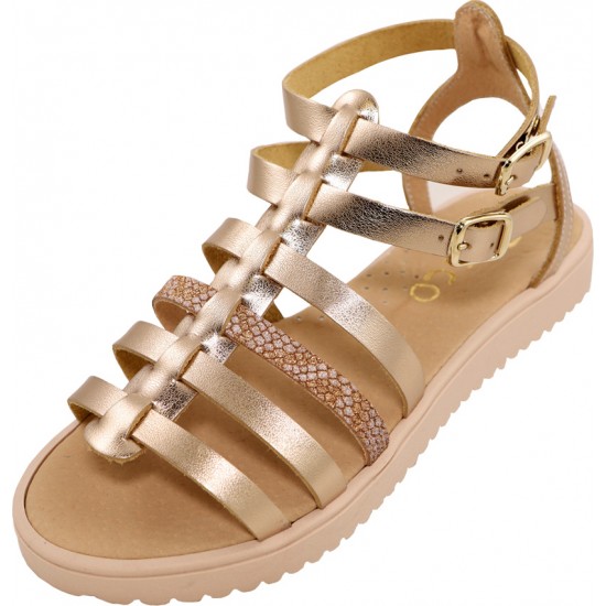 Ricco Δερμάτινo Ανατομικό Παιδικό Πέδιλο πέρλα Μονομάχος