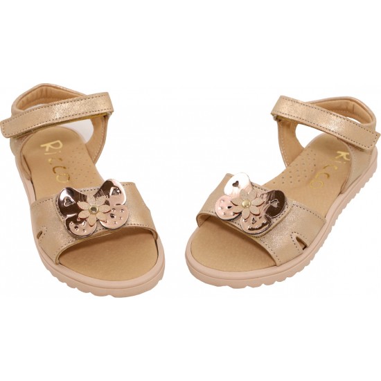 Ricco δερμάτινo ανατομικό παιδικό πέδιλο χαλκός