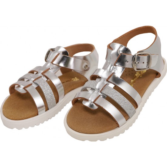 Ricco Δερμάτινο Ανατομικό Πέδιλο Ασημί