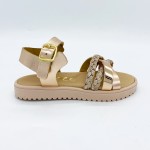 Ricco - Δερμάτινo Ανατομικό Πέδιλο - Πλεξούδα - Χαλκός T-3076-N1