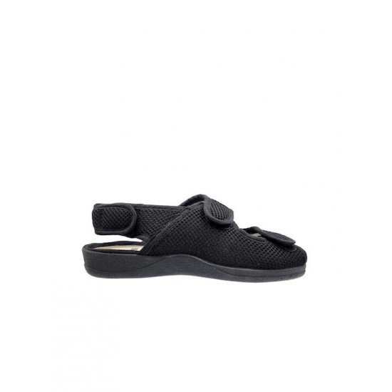 Ruizy Gallego - Γυναικείο Ανατομικό Πάνινo Πέδιλο με Velcro Μαύρο