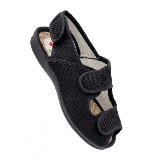 Ruizy Gallego - Γυναικείο Ανατομικό Πάνινo Πέδιλο με Velcro Μαύρο