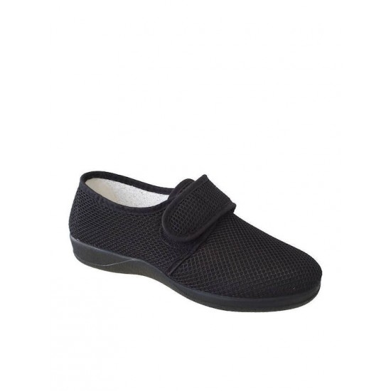 SIVAL Γυναικείο Ανατομικό Πάνινo Παπούτσι με Velcro Μαύρο